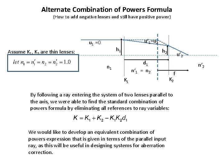Alternate Combination of Powers Formula (How to add negative lenses and still have positive