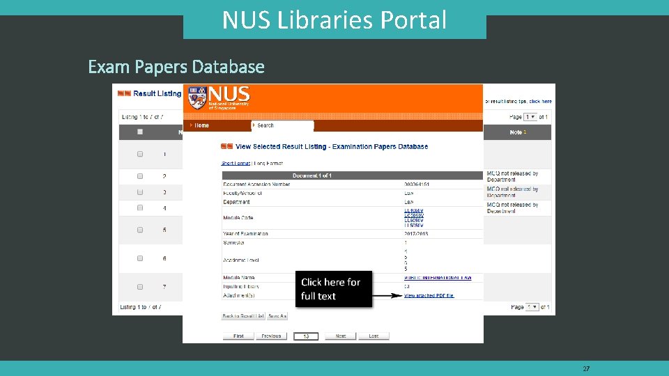 NUS Libraries Portal Exam Papers Database 27 