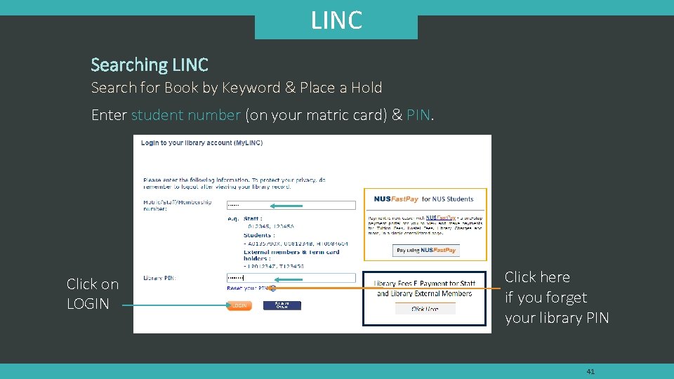 LINC Searching LINC Search for Book by Keyword & Place a Hold Enter student