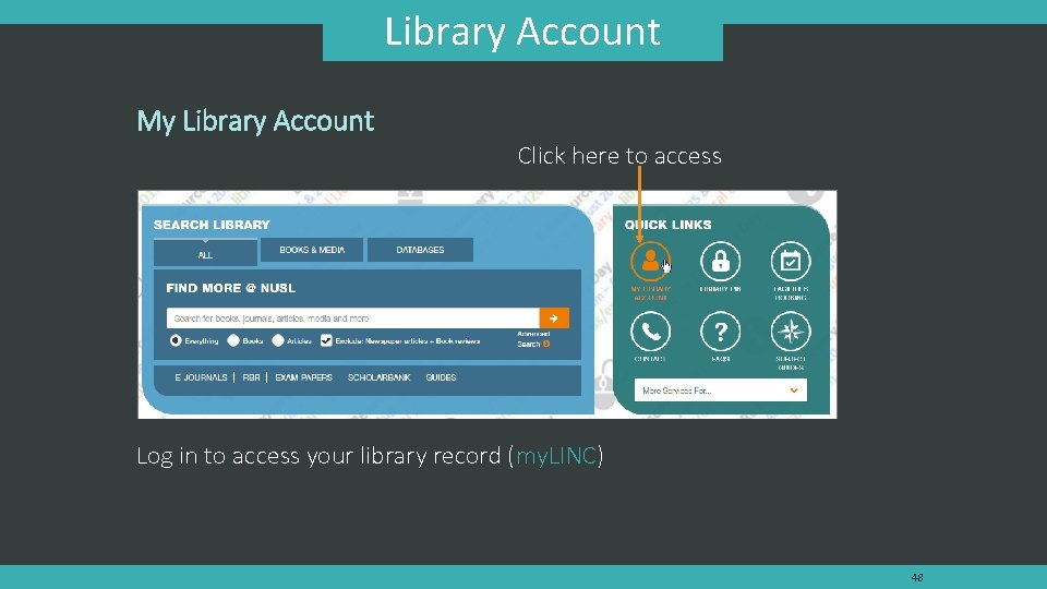 Library Account My Library Account Click here to access Log in to access your