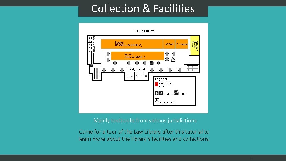Collection & Facilities Mainly textbooks from various jurisdictions Come for a tour of the