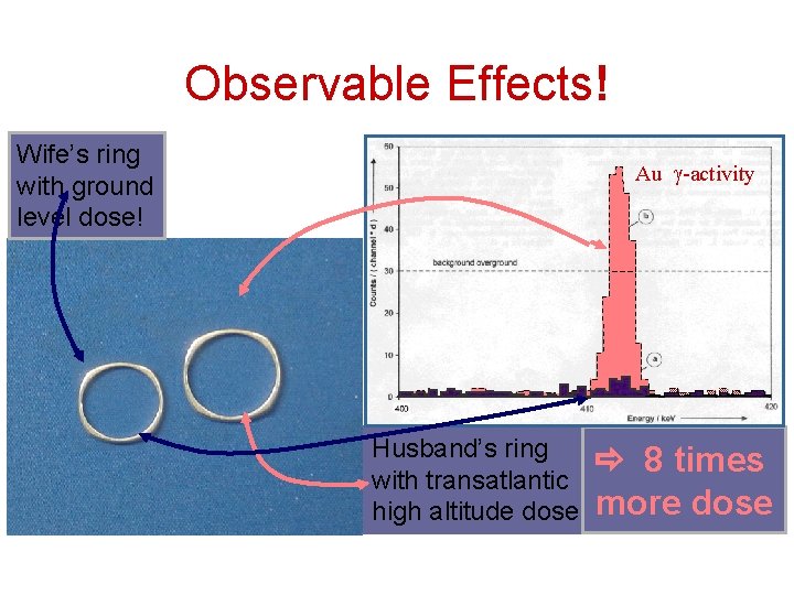Observable Effects! Wife’s ring with ground level dose! Au -activity Husband’s ring with transatlantic