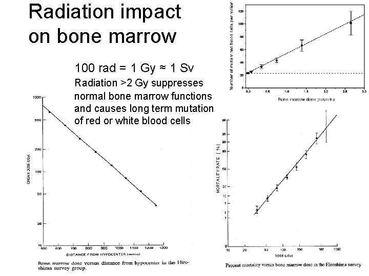 Radiation impact on bone marrow 100 rad = 1 Gy ≈ 1 Sv MORTALITY