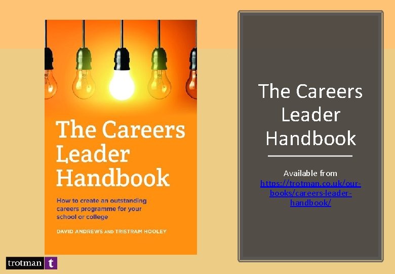 The Careers Leader Handbook Available from https: //trotman. co. uk/ourbooks/careers-leaderhandbook/ 