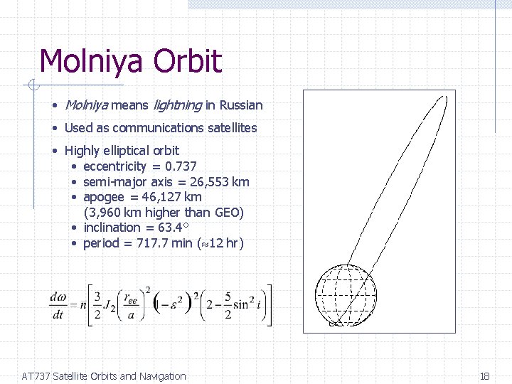 Molniya Orbit • Molniya means lightning in Russian • Used as communications satellites •
