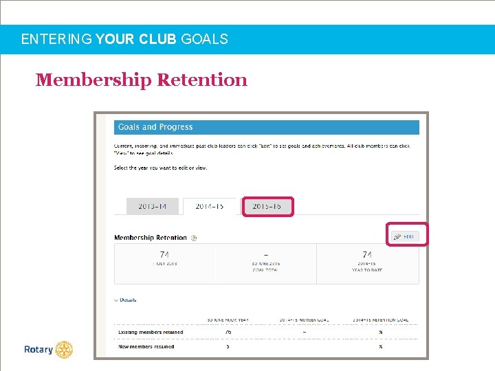 ENTERING YOUR CLUB GOALS Membership Retention 