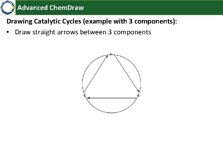 Advanced Chem. Drawing Catalytic Cycles (example with 3 components): • Draw straight arrows between