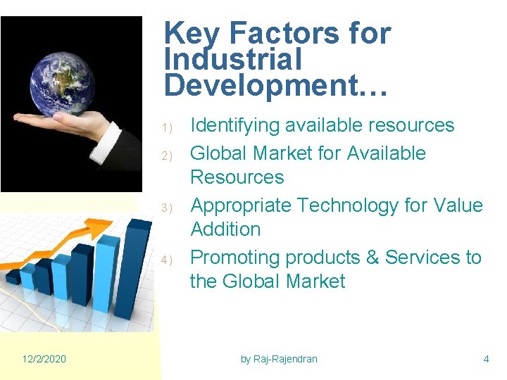 Key Factors for Industrial Development… 1) 2) 3) 4) 12/2/2020 Identifying available resources Global