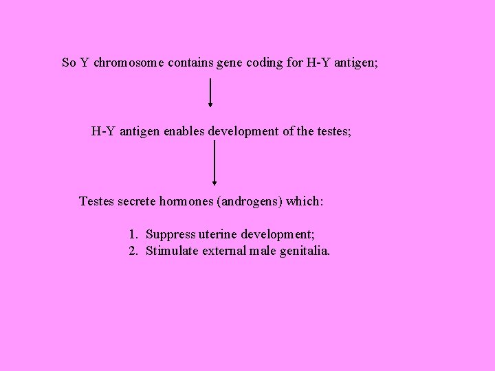 So Y chromosome contains gene coding for H-Y antigen; H-Y antigen enables development of