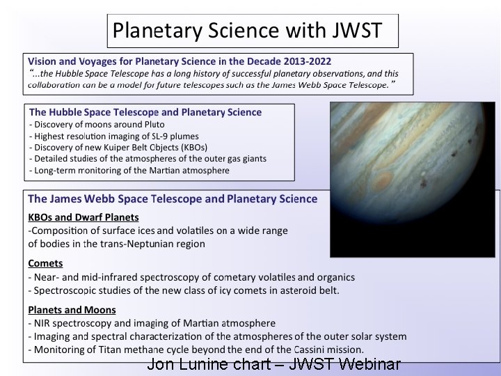 Jon Lunine chart – JWST Webinar 