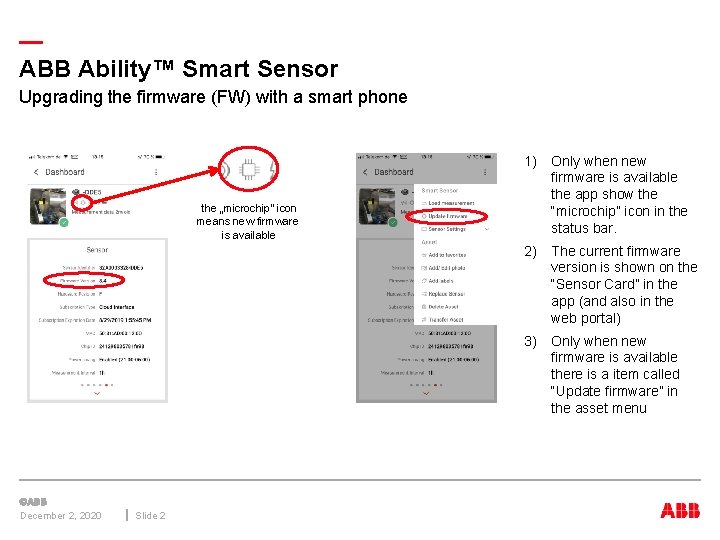 — ABB Ability™ Smart Sensor Upgrading the firmware (FW) with a smart phone the — ABB Ability™ Smart Sensor Upgrading the firmware (FW) with a smart phone the