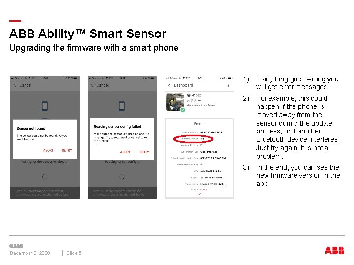 — ABB Ability™ Smart Sensor Upgrading the firmware with a smart phone 1) If — ABB Ability™ Smart Sensor Upgrading the firmware with a smart phone 1) If