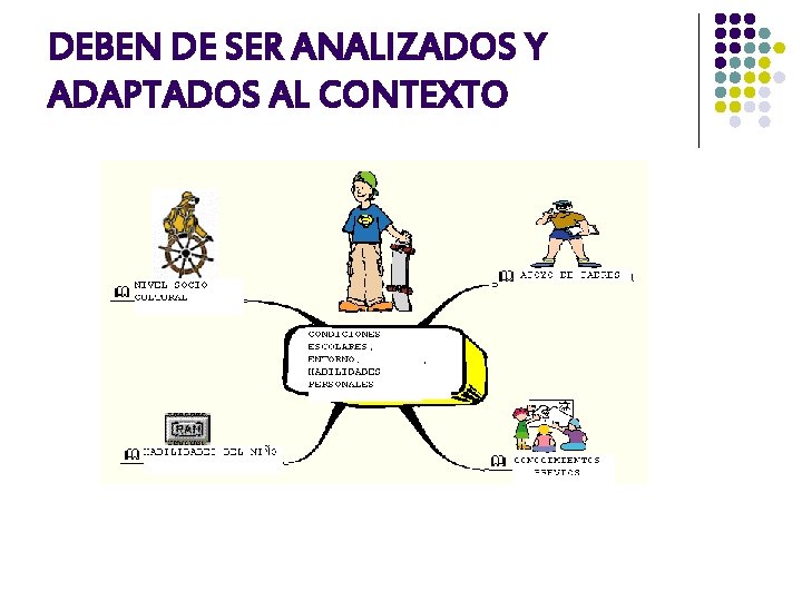 DEBEN DE SER ANALIZADOS Y ADAPTADOS AL CONTEXTO 