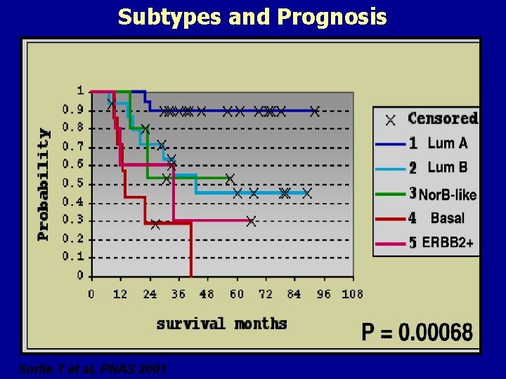 Subtypes and Prognosis Sorlie T et al, PNAS 2001 