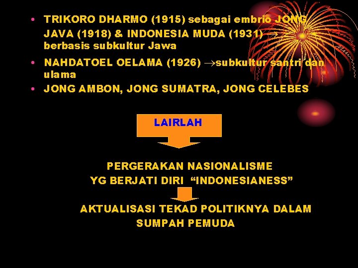  • TRIKORO DHARMO (1915) sebagai embrio JONG JAVA (1918) & INDONESIA MUDA (1931)