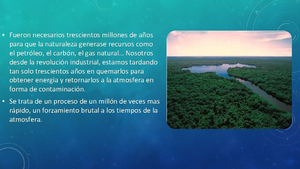  • Fueron necesarios trescientos millones de años para que la naturaleza generase recursos