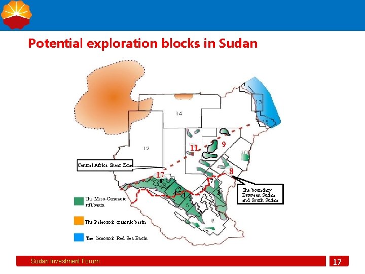 Potential exploration blocks in Sudan 9 11 Central Africa Shear Zone 8 17 6