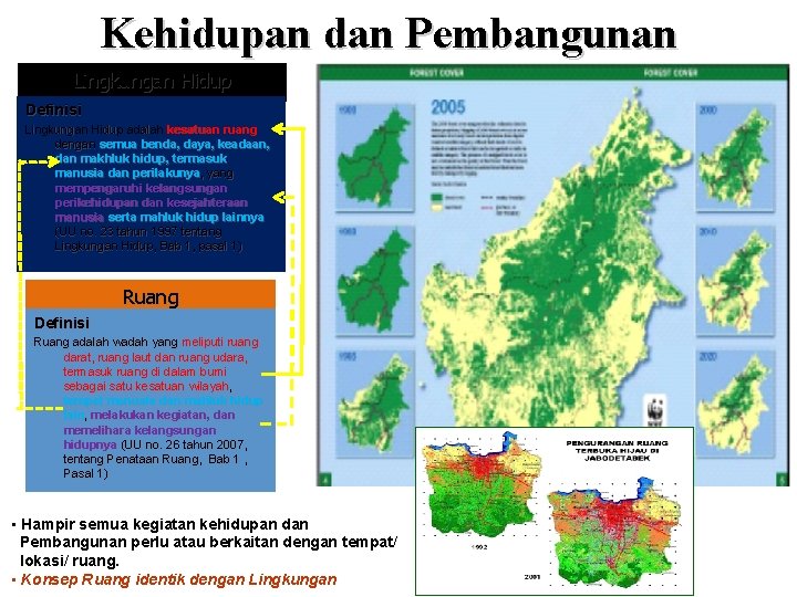 Kehidupan dan Pembangunan Lingkungan Hidup Definisi Lingkungan Hidup adalah kesatuan ruang dengan semua benda,