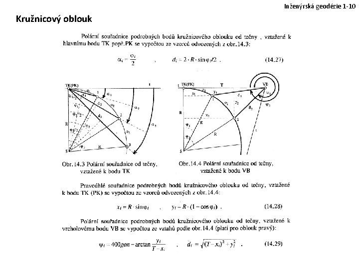 Inženýrská geodézie 1 -10 Kružnicový oblouk 