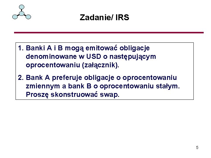 Zadanie/ IRS 1. Banki A i B mogą emitować obligacje denominowane w USD o