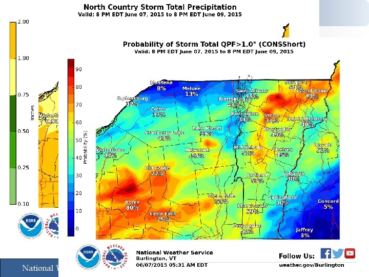 How likely is an area going to get at least 1” inch of rain?