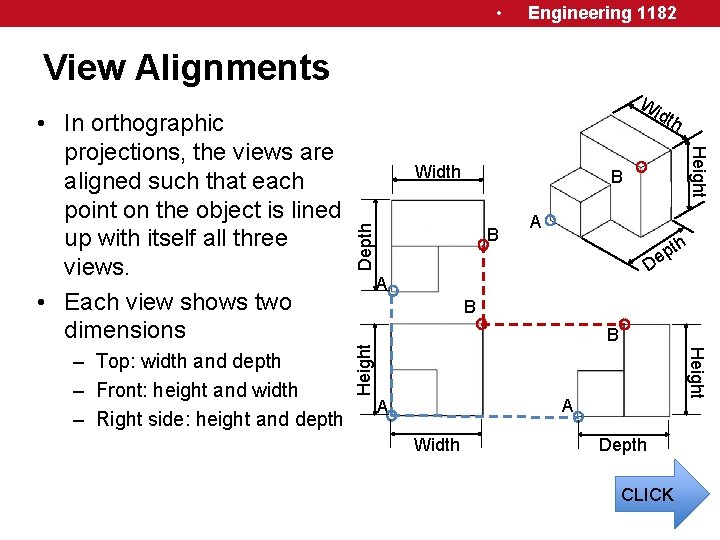  • Engineering 1182 View Alignments Width Depth B B A th p e