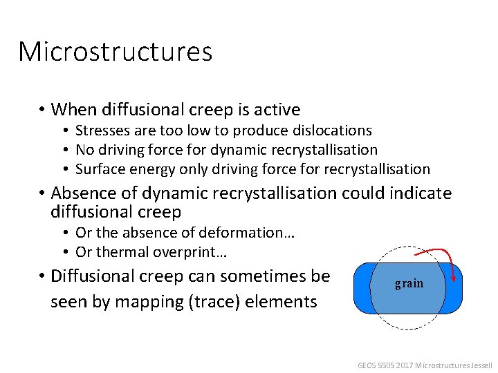 Microstructures • When diffusional creep is active • Stresses are too low to produce