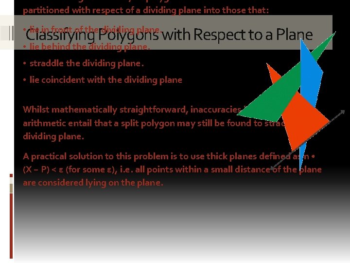 partitioned with respect of a dividing plane into those that: Classifying Polygons with Respect
