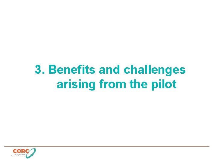 3. Benefits and challenges arising from the pilot 