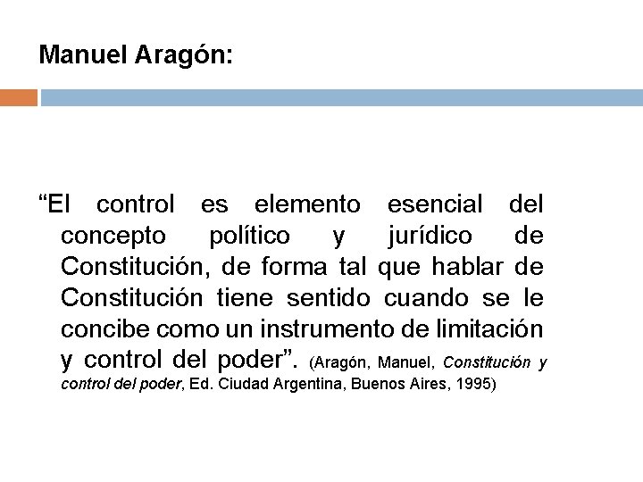Manuel Aragón: “El control es elemento esencial del concepto político y jurídico de Constitución,