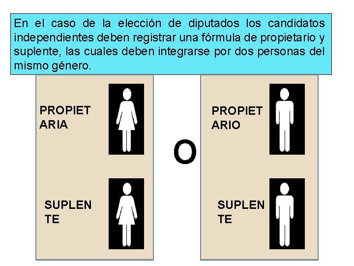 En el caso de la elección de diputados los candidatos independientes deben registrar una