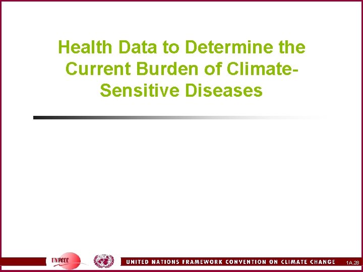 Health Data to Determine the Current Burden of Climate. Sensitive Diseases 1 A. 28