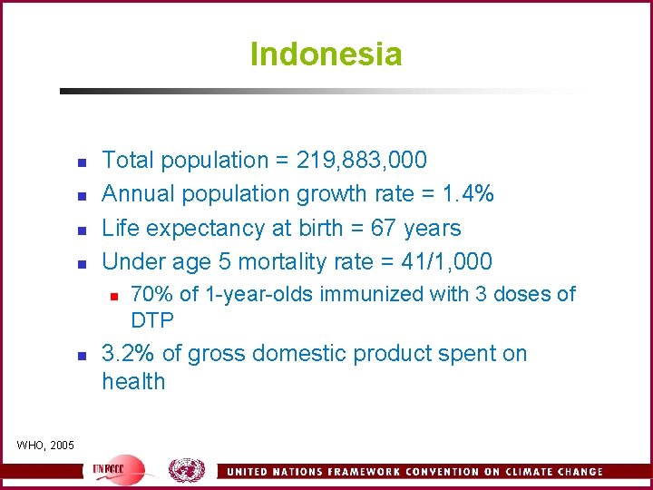 Indonesia n n Total population = 219, 883, 000 Annual population growth rate =