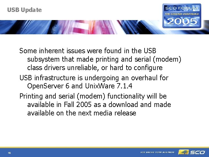 USB Update Some inherent issues were found in the USB subsystem that made printing