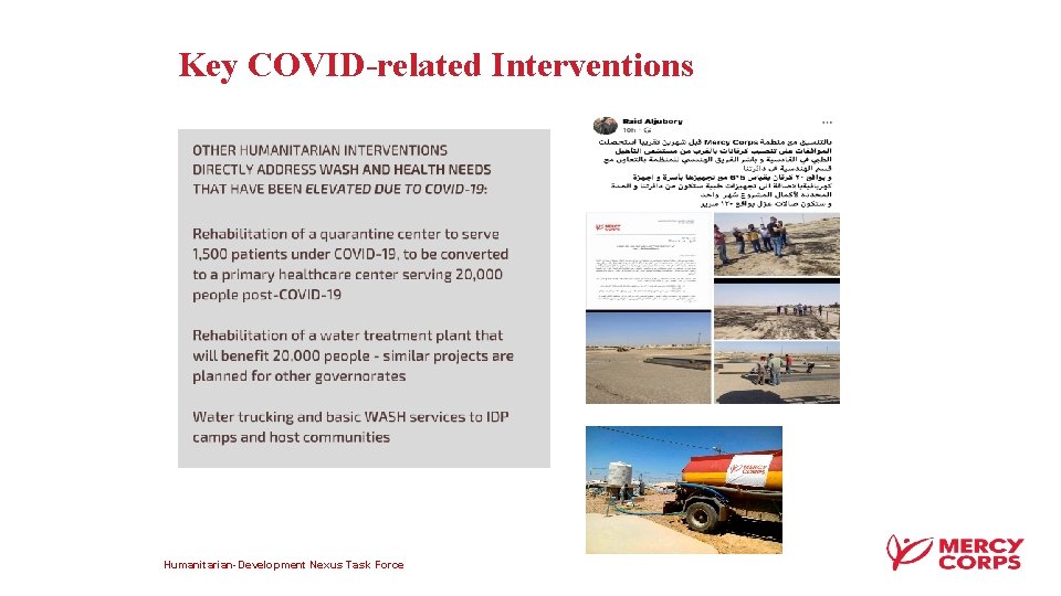 Key COVID-related Interventions Humanitarian-Development Nexus Task Force 