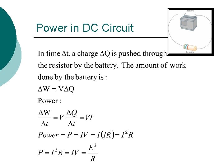 Power in DC Circuit 