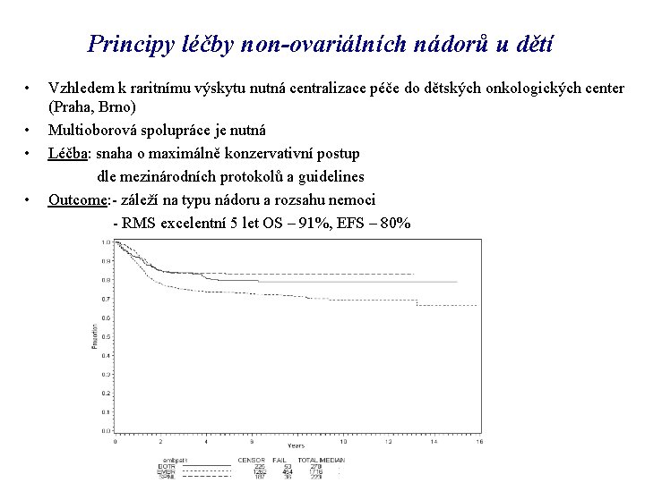 Principy léčby non-ovariálních nádorů u dětí • • Vzhledem k raritnímu výskytu nutná centralizace
