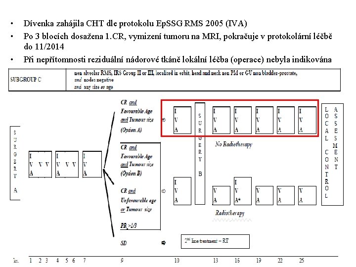  • • • Dívenka zahájila CHT dle protokolu Ep. SSG RMS 2005 (IVA)