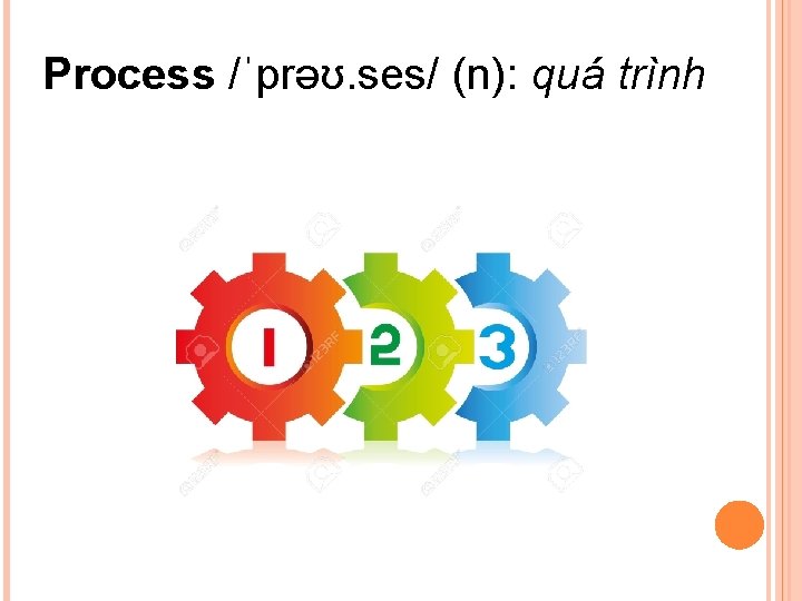 Process /ˈprəʊ. ses/ (n): quá trình 