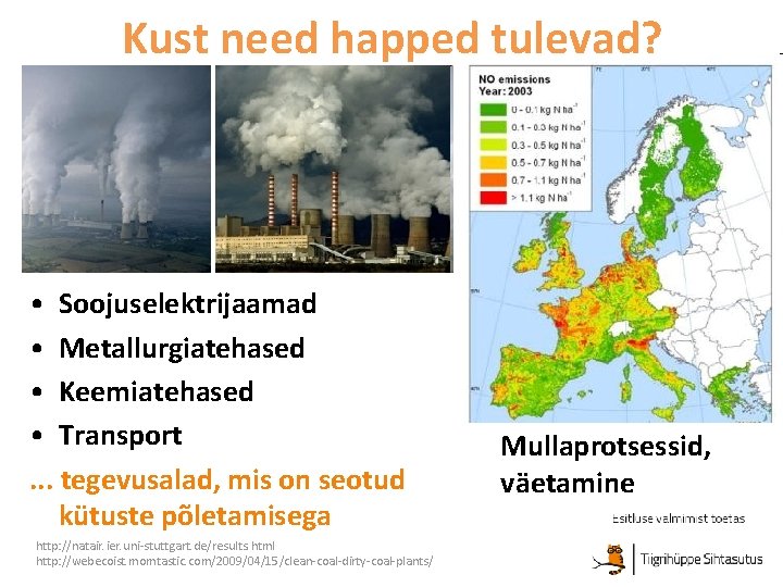 Kust need happed tulevad? • Soojuselektrijaamad • Metallurgiatehased • Keemiatehased • Transport. . .