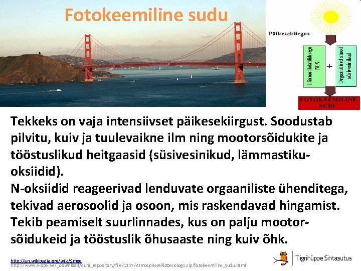 Fotokeemiline sudu Tekkeks on vaja intensiivset päikesekiirgust. Soodustab pilvitu, kuiv ja tuulevaikne ilm ning