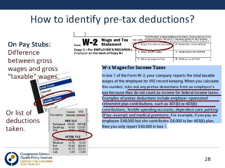 How to identify pre-tax deductions? On Pay Stubs: Difference between gross wages and gross