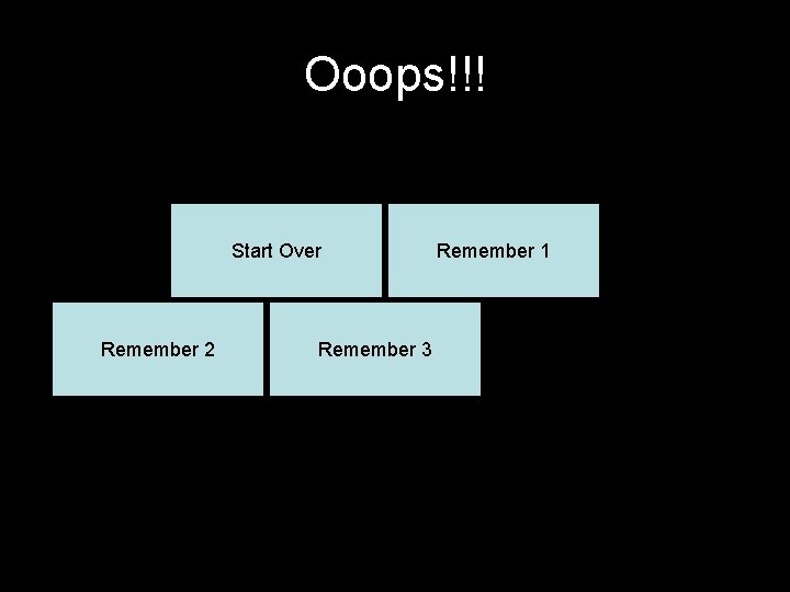 Ooops!!! Start Over Remember 2 Remember 3 Remember 1 