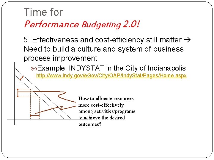 Time for Performance Budgeting 2. 0! 5. Effectiveness and cost-efficiency still matter Need to