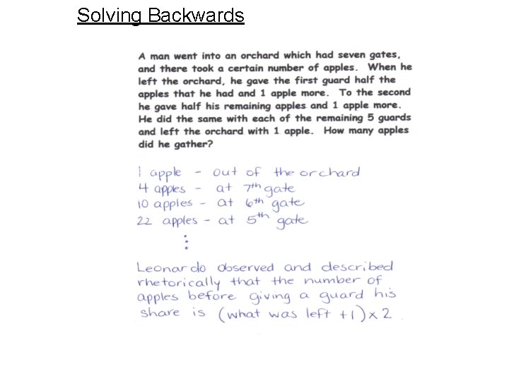 Solving Backwards 