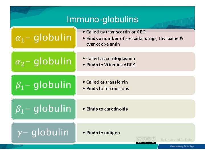 Immuno-globulins • Called as tramscortin or CBG • Binds a number of steroidal drugs,