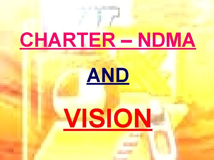 CHARTER – NDMA AND VISION 
