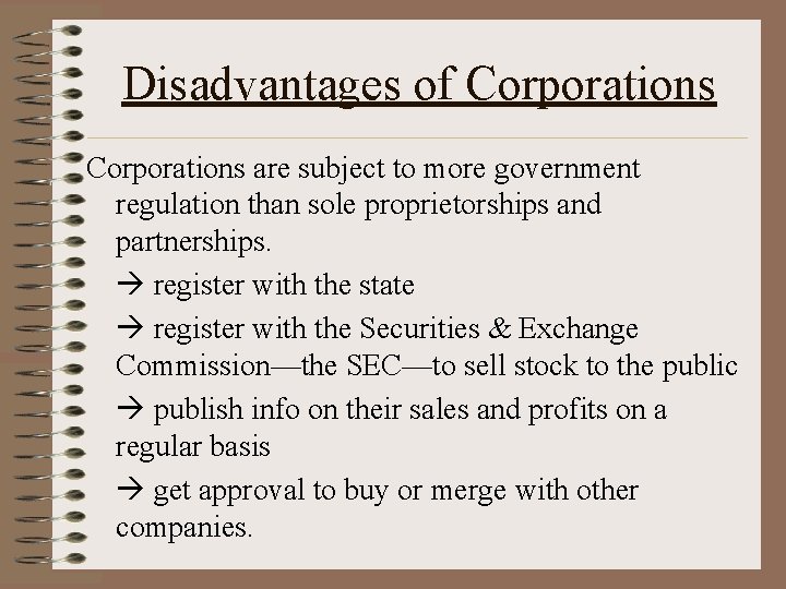 Chapter 3 Business Organizations Types of Firms Sole