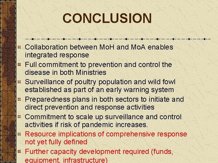 CONCLUSION Collaboration between Mo. H and Mo. A enables integrated response Full commitment to