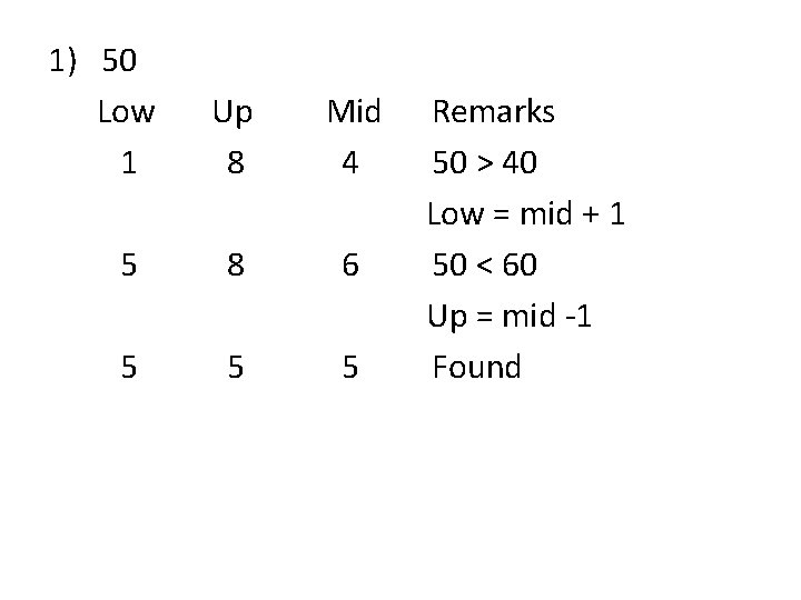 1) 50 Low 1 Up 8 Mid 4 5 8 6 5 5 5